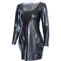 Sexy Long Sleeve Faux Leather Dress