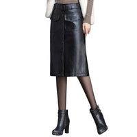 Button Down PVC Leather Skirt