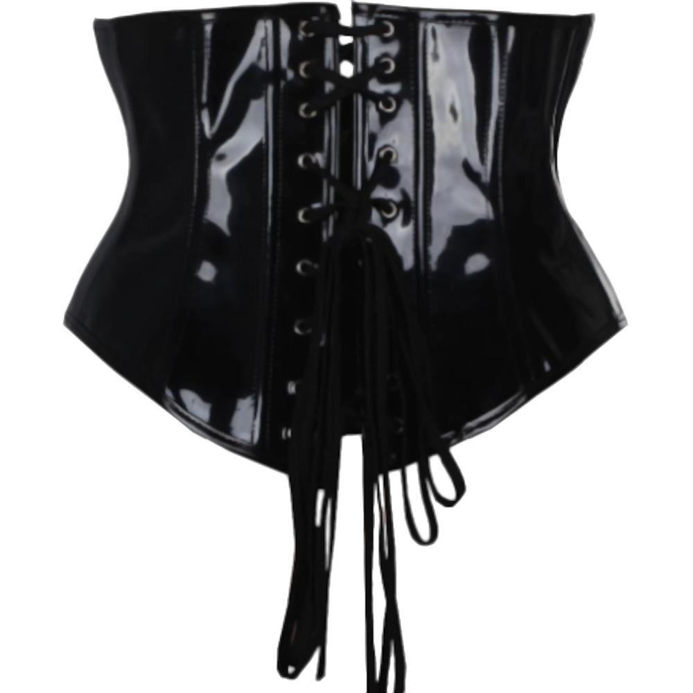 Black Zipped PVC Underbust Corset