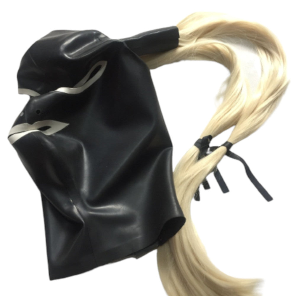 Latex Dominatrix Mask with Pigtails