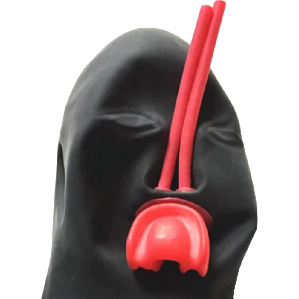 Rubber Breathplay Hood Mask with Tubes