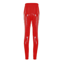 Red Vinyl Tight Leggings Fitting Pants