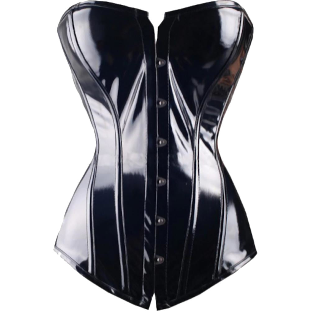 Black Zipped PVC Underbust Corset