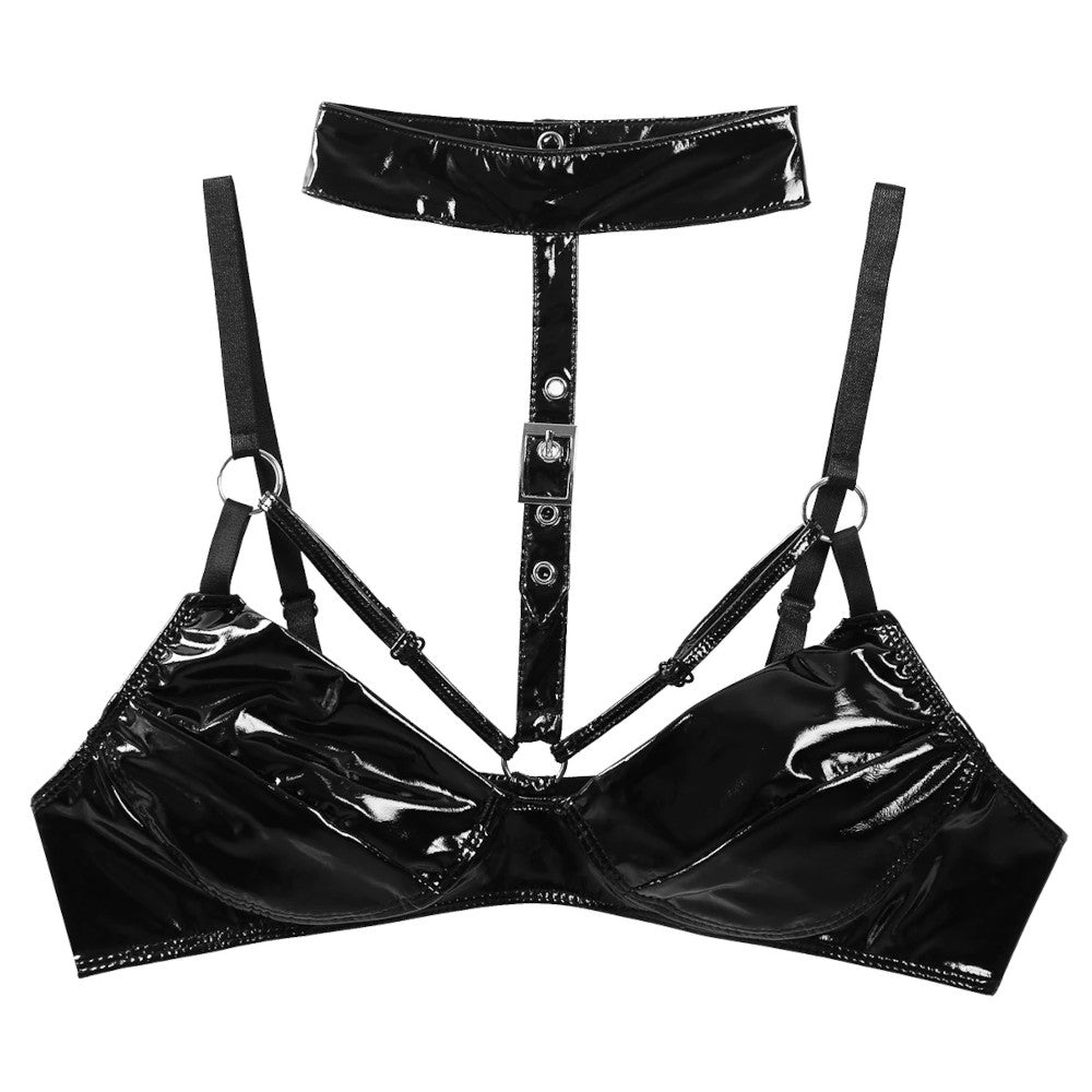 PVC Bra with Buckled Neck Collar – Laidtex