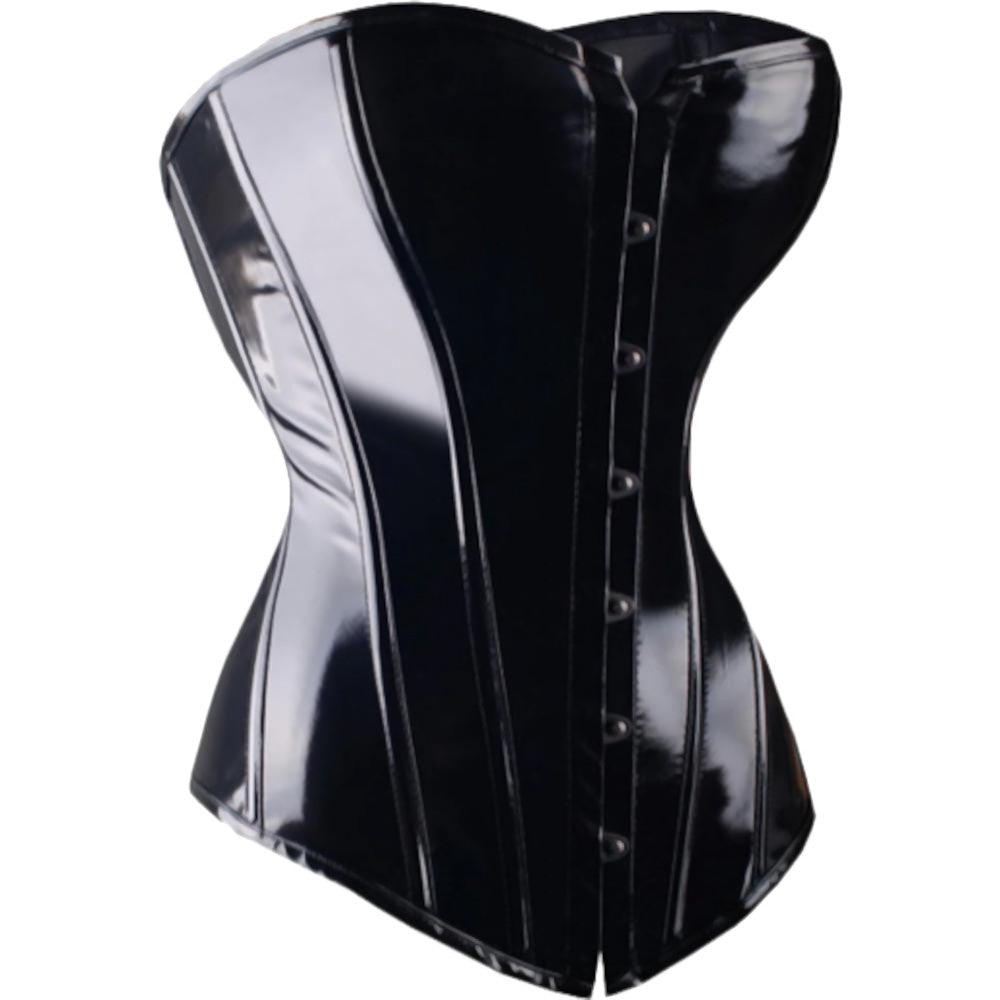 Black Zipped PVC Underbust Corset