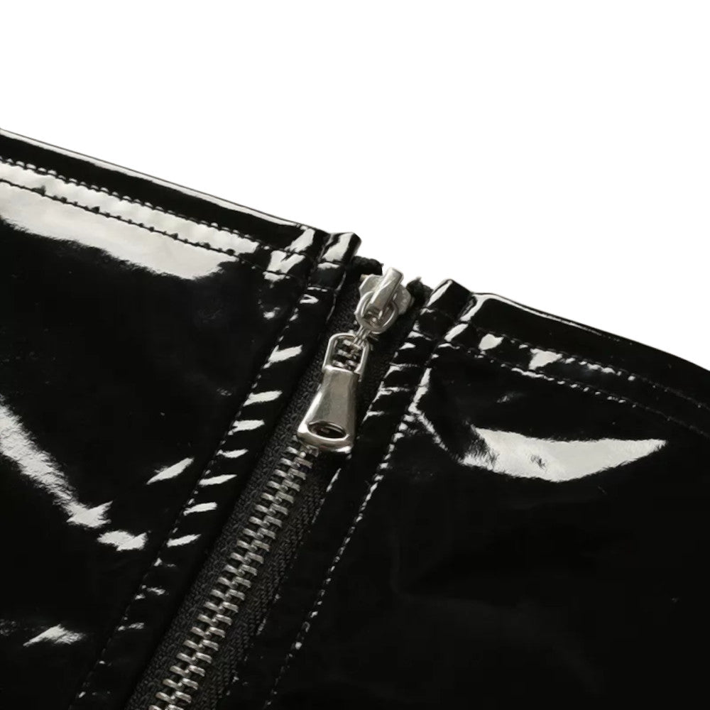Black Underwear Strapless Zippered Vinyl Bra – Laidtex