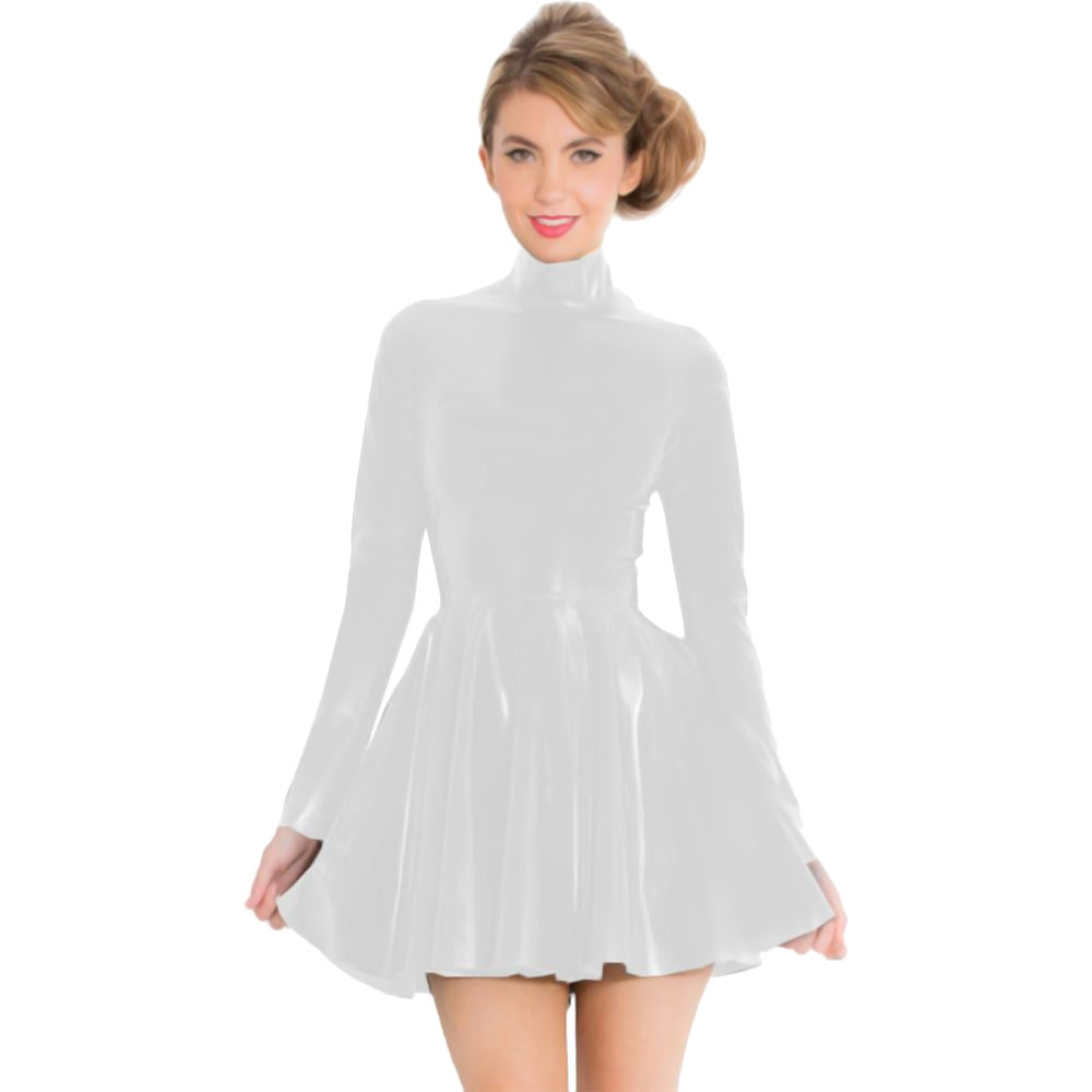 white latex dress Flirty Short PVC Skater Dress – Laidtex