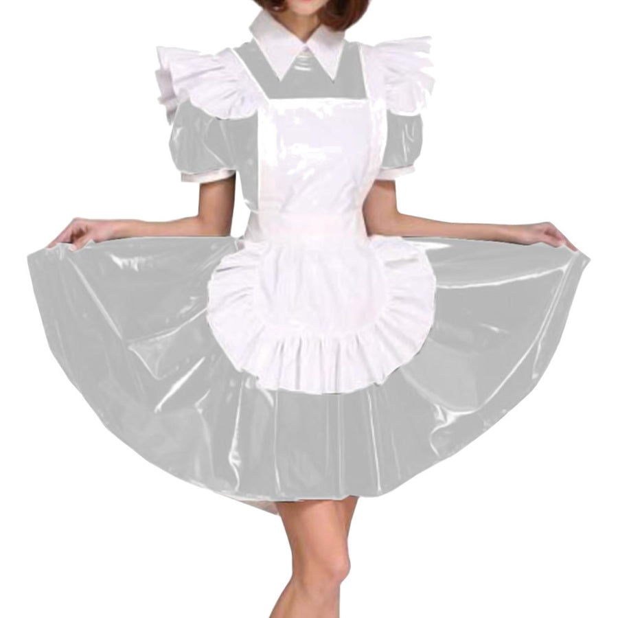 White Aproned PVC Maid Dress