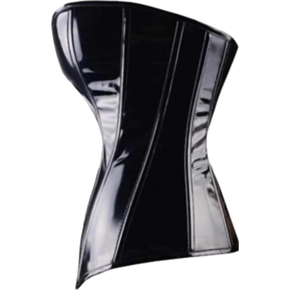 Black Zipped PVC Underbust Corset