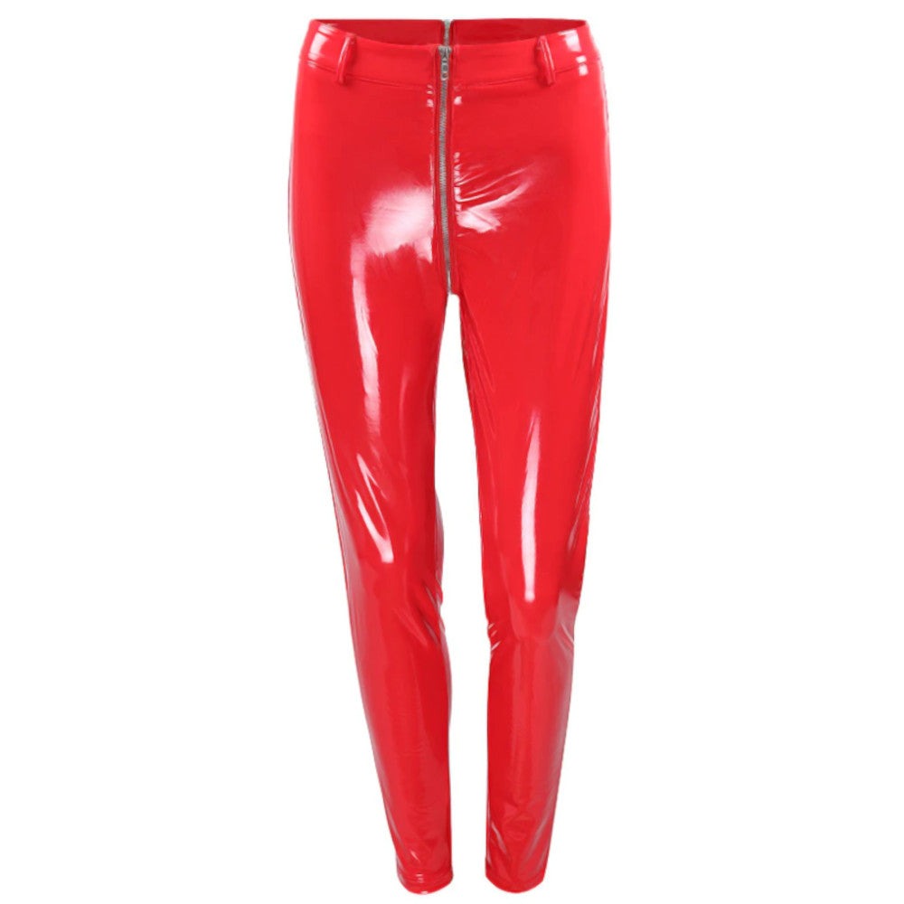 Vinyl pants Alice red crotch zipper high gloss Bitte Größe wählen