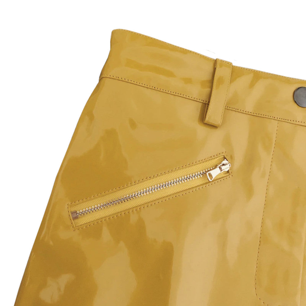 Yellow Vinyl Skirt with Pockets