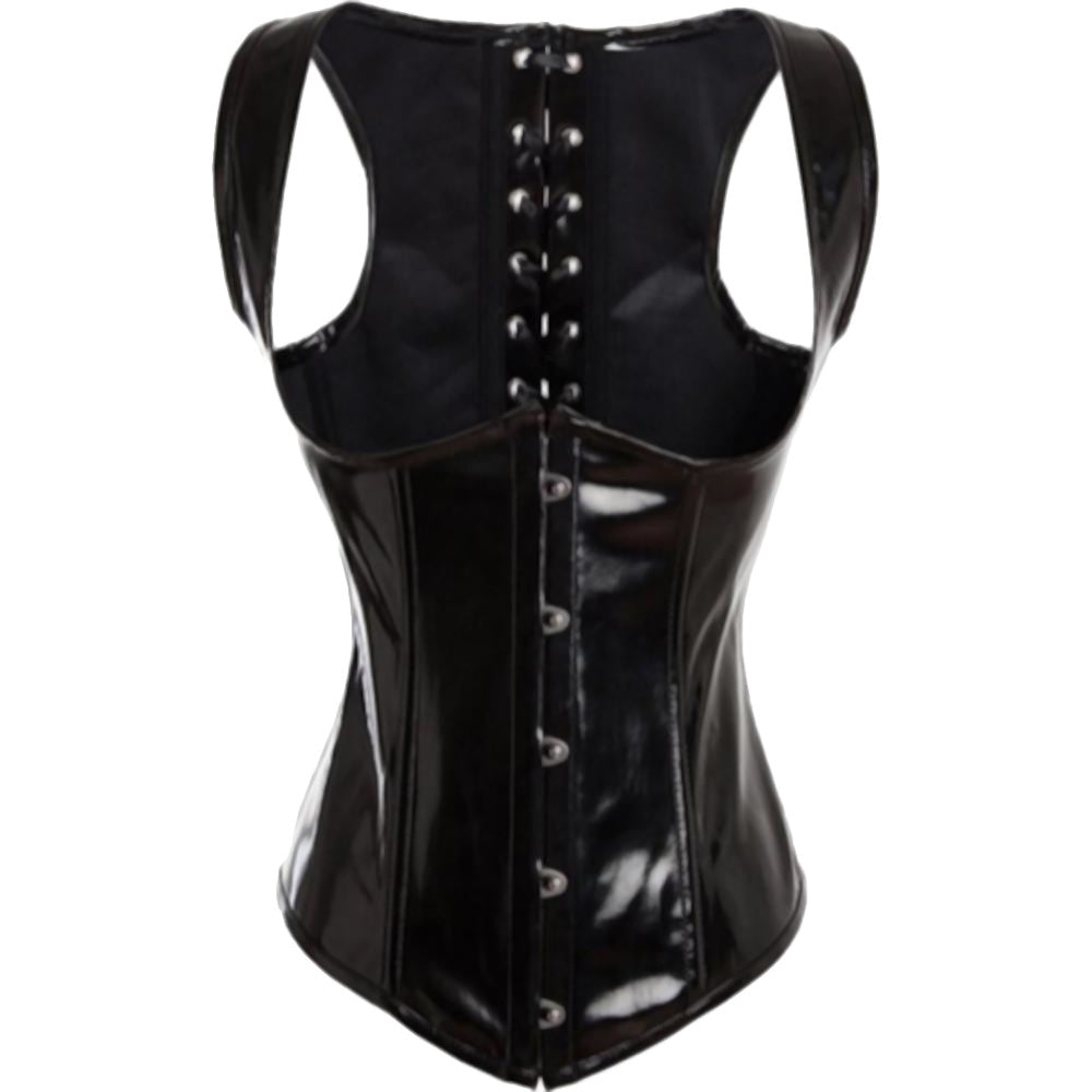 Black Zipped PVC Underbust Corset